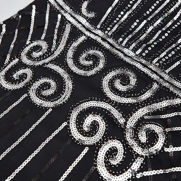 ✨ Flapper Great Gatsby Roaring 1920s Retro Tassel Fringe Sequin Dress NEW - Picture 13 of 16